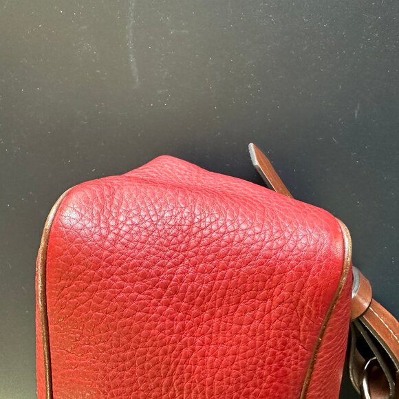 Dooney & Bourke Red Pebbled Leather Hobo Shoulder Bag w/Brown Strap — GUC - Picture 12 of 16